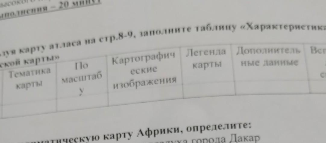 Используя карту заполните