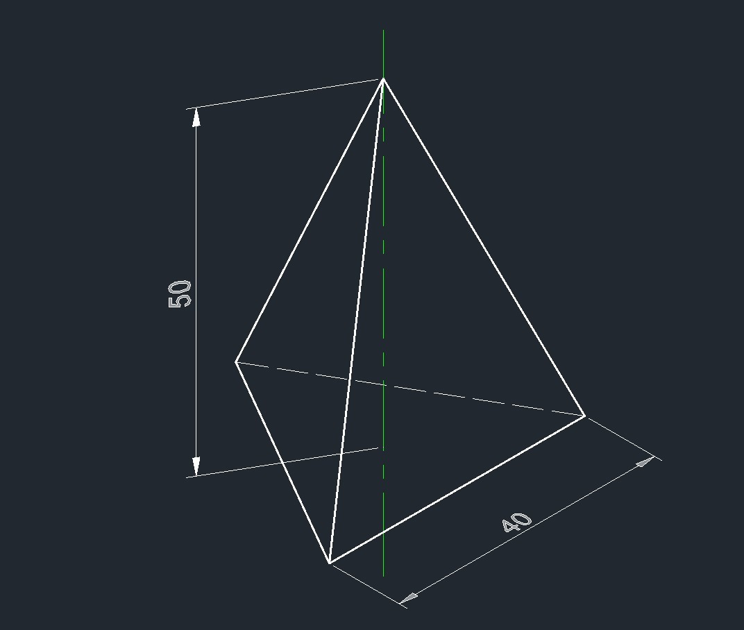 Высотой 50. Изометрическая проекция треугольника. Изометрия усеченной пирамиды треугольной. Тетраэдр изометрическая проекция. Трехгранная пирамида аксонометрия.
