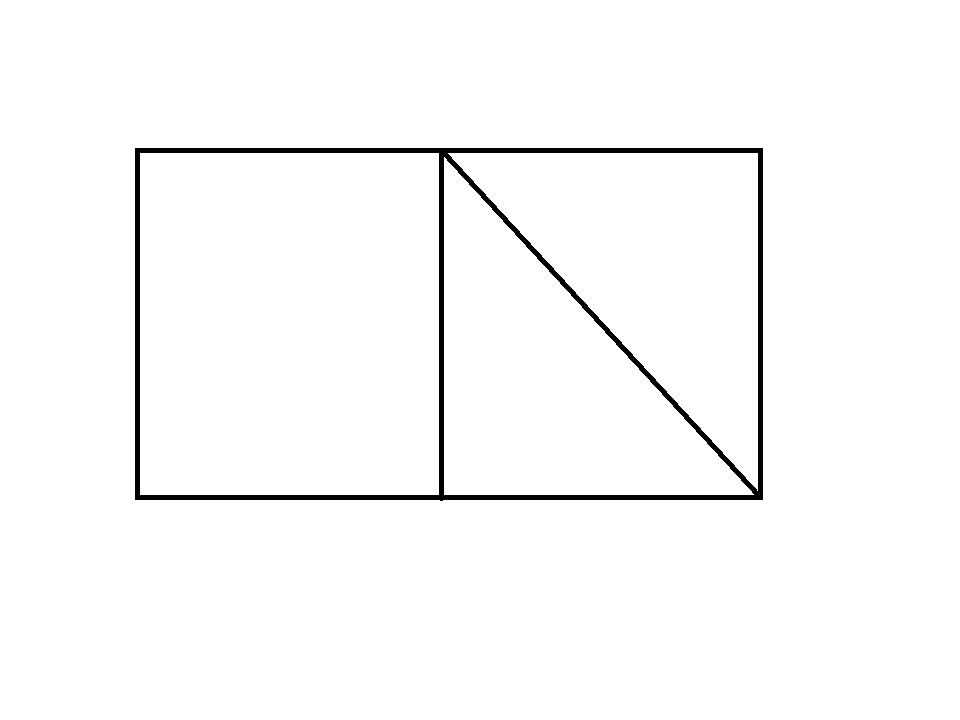 Разделить квадрат на 4 равных треугольника
