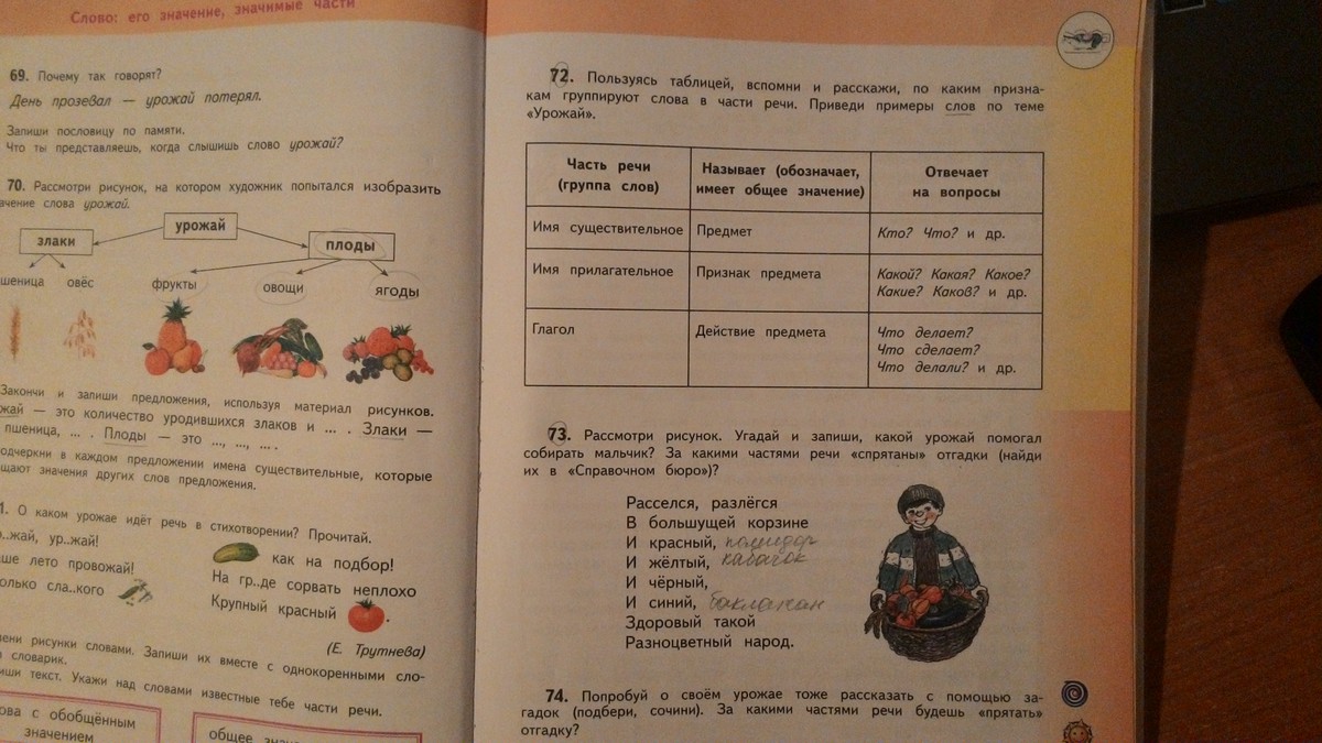 Запиши какие признаки. Рассмотри рисунок Угадай и запиши какой урожай. Расселся разлегся в большущей корзине. Расселся разлегся в большущей корзине и красный и желтый. Загадка расселся, разлёгся в большущей корзине.