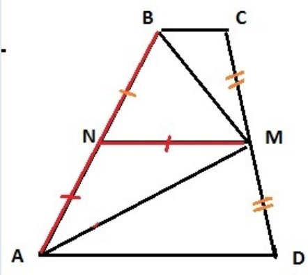 Точка m середина стороны cd. ABCD трапеция точка m середина BC an:NB=2:3. Как подчёркивать середины боковых сторон треугольника.