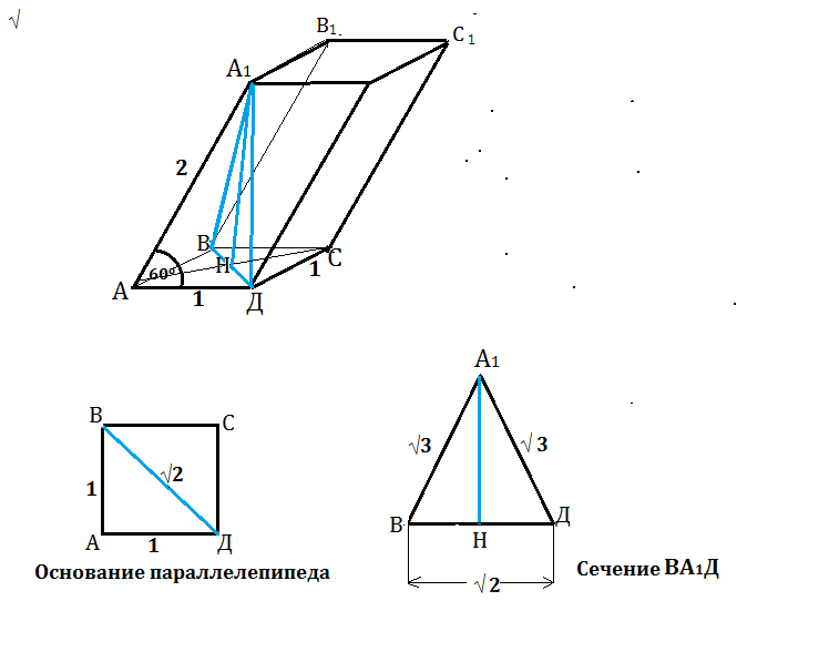 Стороны основания наклонного. Основание наклонного параллелепипеда квадрат со стороной 1. Основание наклонного параллелепипеда. Высота с боковым ребром наклонного параллелепипеда. Основание наклонного параллелепипеда квадрат со стороной 1 м.